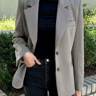 韓國東大門正品 高級感歐膩風 腰身後綁帶 氣質職業 西裝 長版外套