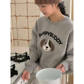 韓國東大門正品 秋冬純棉舒適 比格犬 可愛狗狗 長袖 圓領上衣 大學T 衛衣